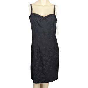 SARA CAMPBELL Spaghetti Strap summer floral‎ sheath mini black dress size 6 NWT